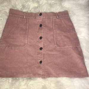 Salmon-Colored Corduroy Mini Skirt